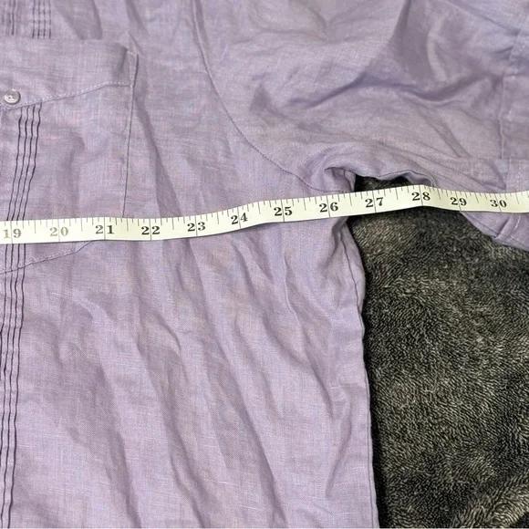 Men’s Cubavera Purple 100% Linen Casual Button Down Shirt 2X - Picture 7 of 8